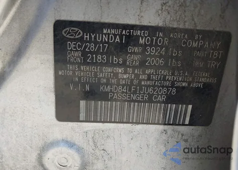 2018 Hyundai Elantra Sel from USA, damaged, VIN KMHD84LF1JU620878